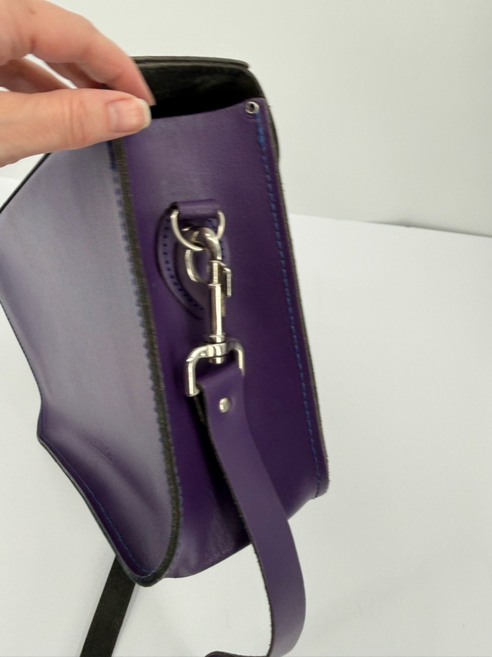 Bohemia Leather Satchel Bag in Purple 14”x10”x4” - Picture 8 of 13